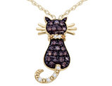 White and Champagne Diamond Cat Pendant Necklace 1/3 Carat (ctw) in 10K Yellow Gold with Chain